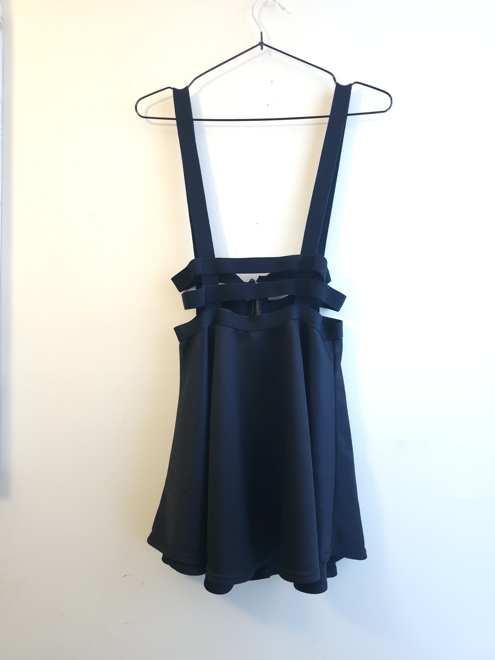 Black Strappy Pinafore Skirt Dress